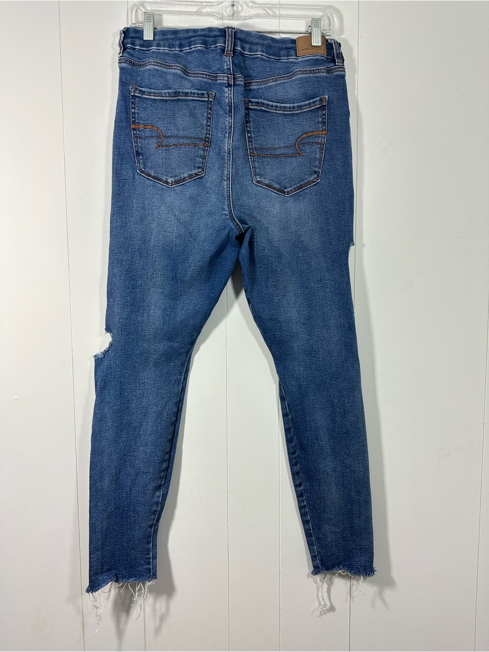 American Eagle Jeans Size 12 Short Curvy Super Hi Rise Jegging Distressed Denim - Picture 5 of 13